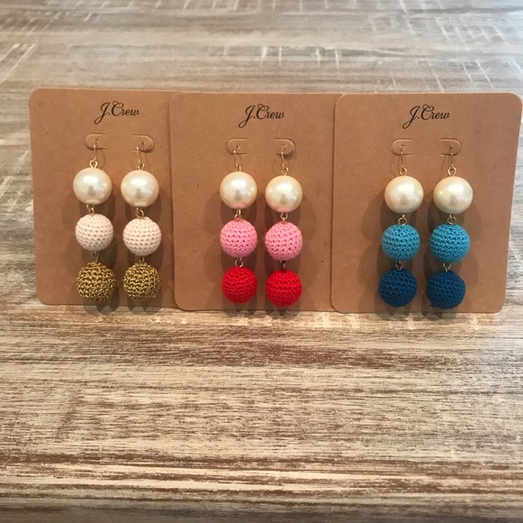 J.Crew Crochet Ball & Pearl Drop Earrings - Picture 2 of 7